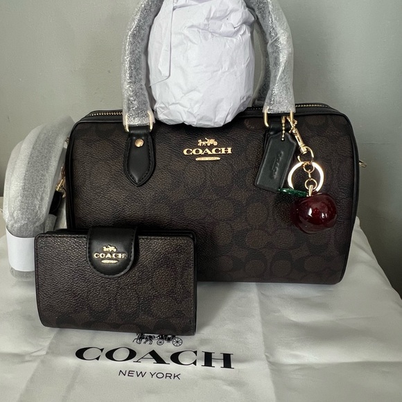 Coach Handbags - Coach Rowan Satchel In Signature Canvas And Matching Wallet